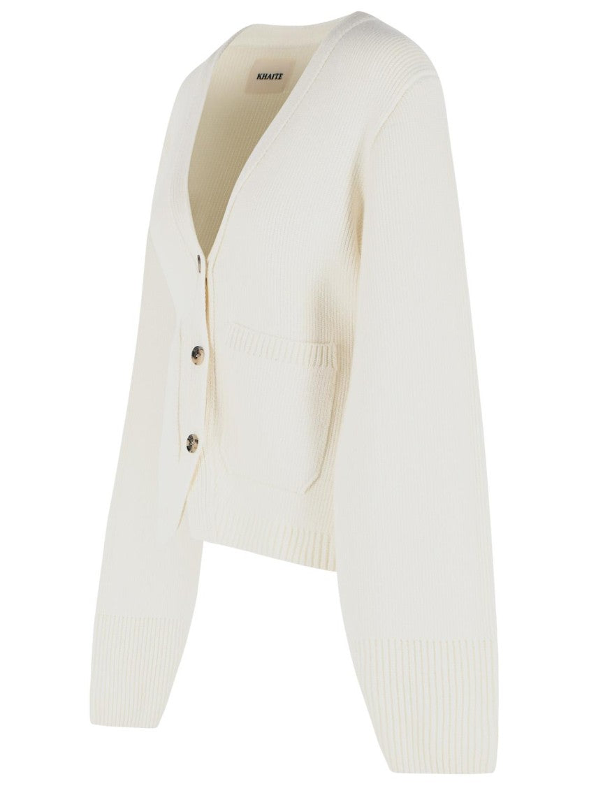 Khaite 'Scarlet' Ivory Cashmere Cardigan