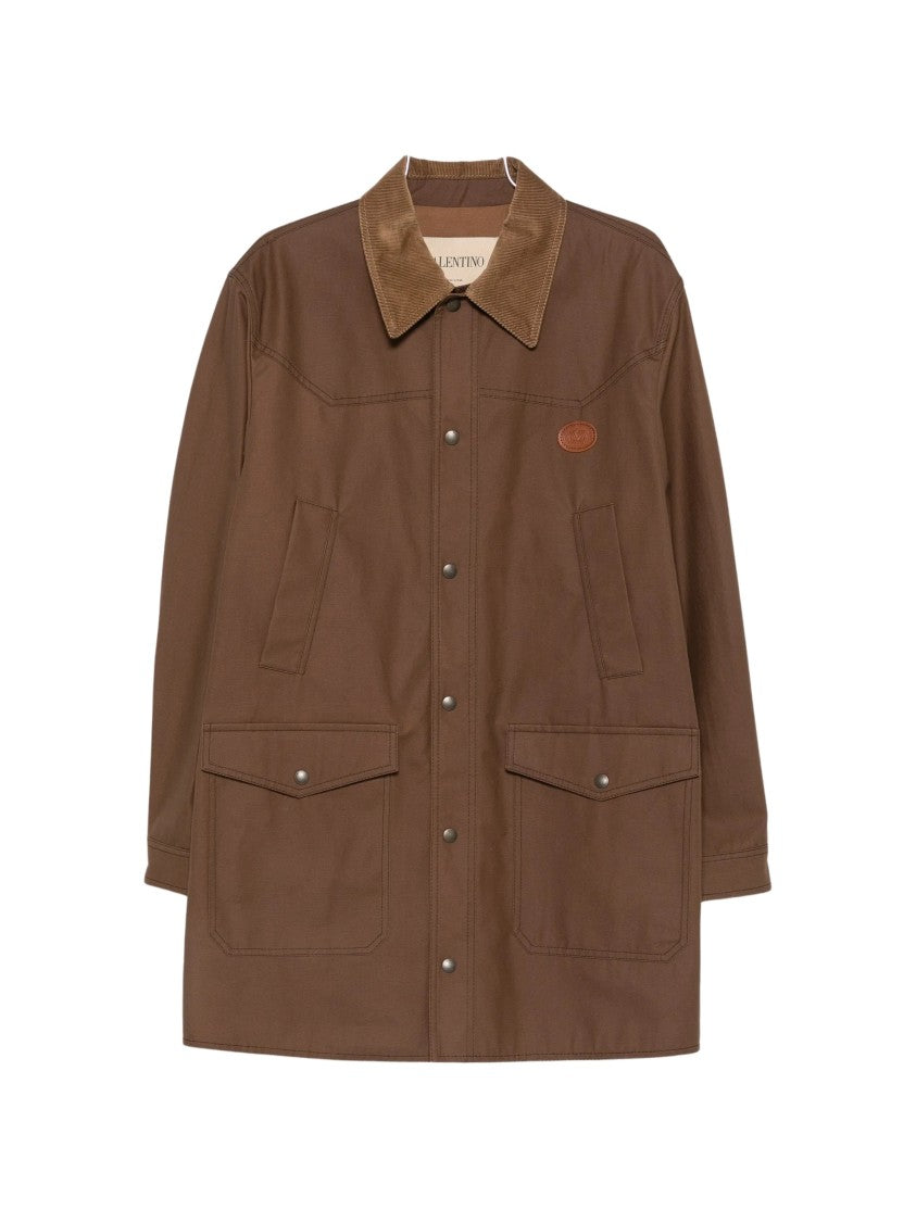Valentino Vlogo Signature Suede-Collar Canvas Jacket
