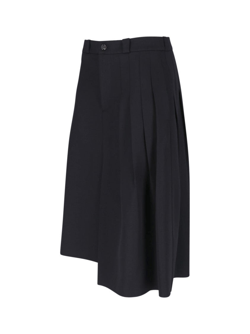 Our Legacy Black Origami Raw Edge Asymmetrical Gabardine Midi Skirt