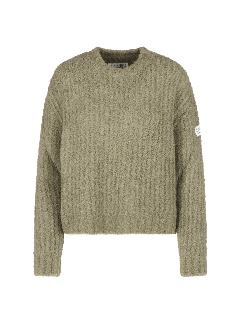 Mm6 By Maison Margiela Green Knit Crewneck Sweater