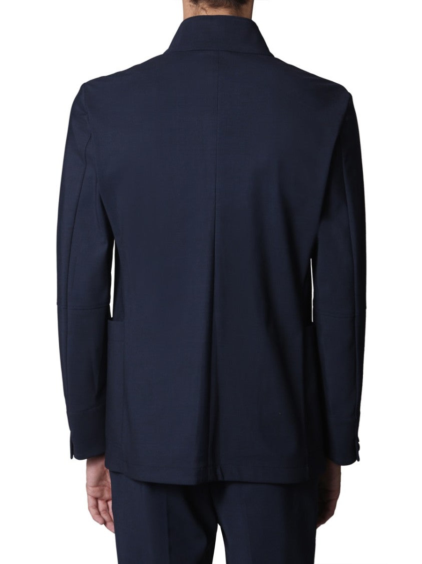 Traiano Blue Modular Jacket With High Collar