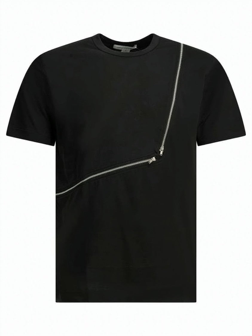 Comme Des Garçons Short-Sleeve T-Shirt With Diagonal Zipper Detail