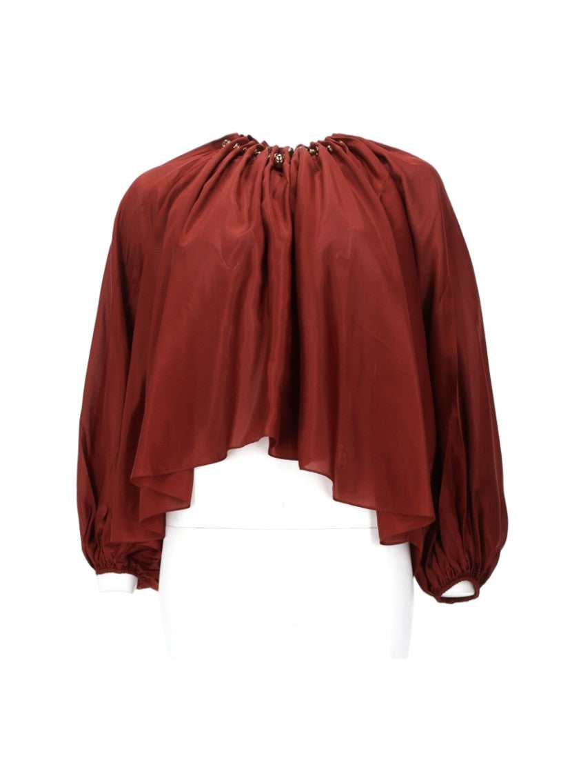 Zimmermann Aster Ruched Beaded Silk Blouse