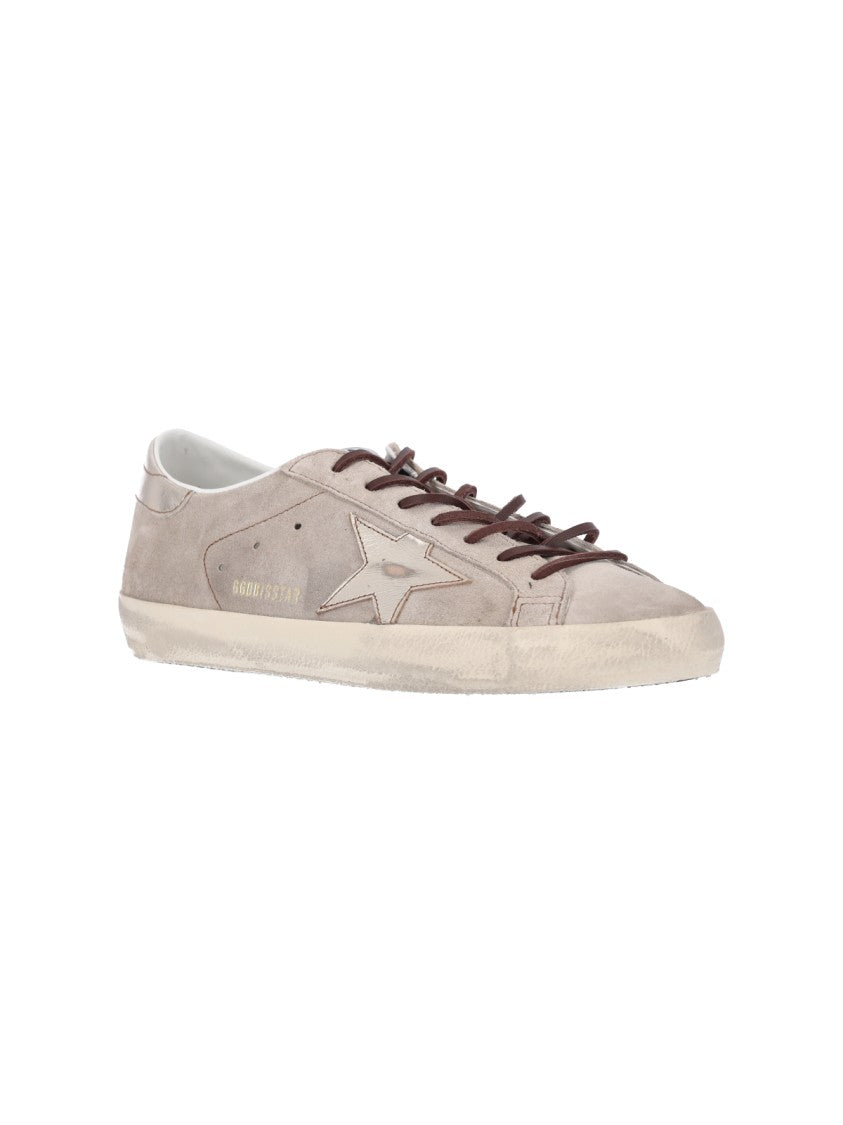 Golden Goose Beige Calf Suede Sneakers With Star Applique