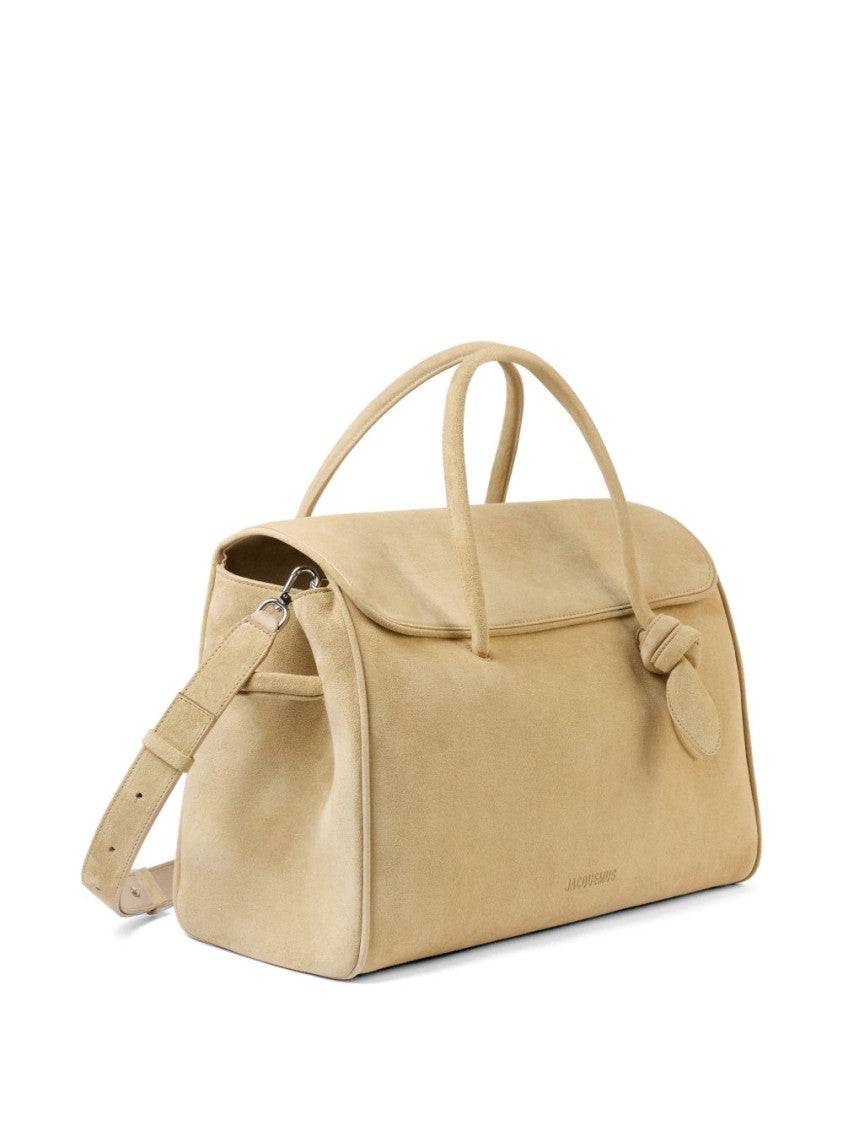 Jacquemus Structured Suede-Like Beige Handbag