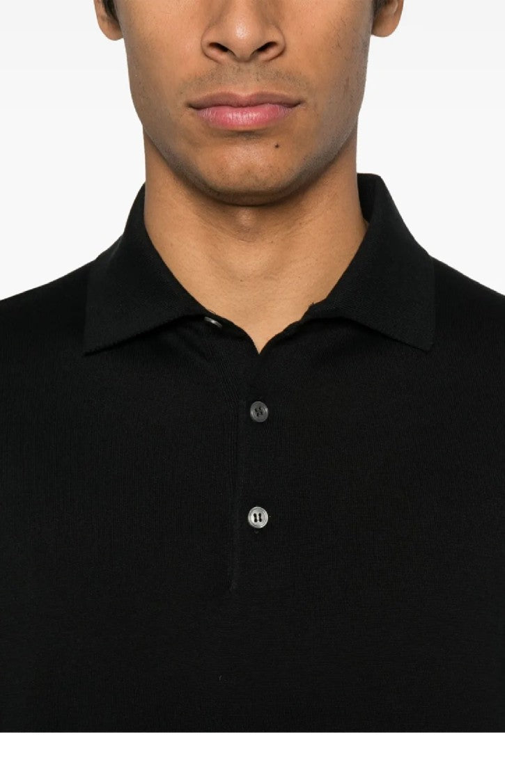 Lardini Classic Black Polo Shirt With Timeless Design