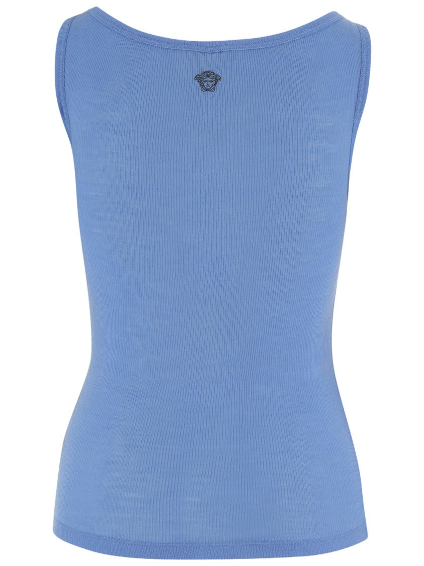 Versace Fitted Wool Top With Wide Neckline