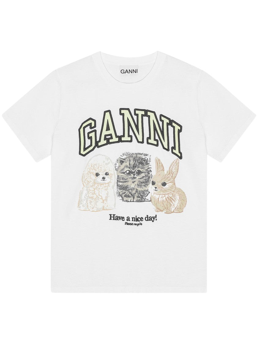 Ganni Relaxed-Fit Graphic T-Shirt With Playful Animal Motif