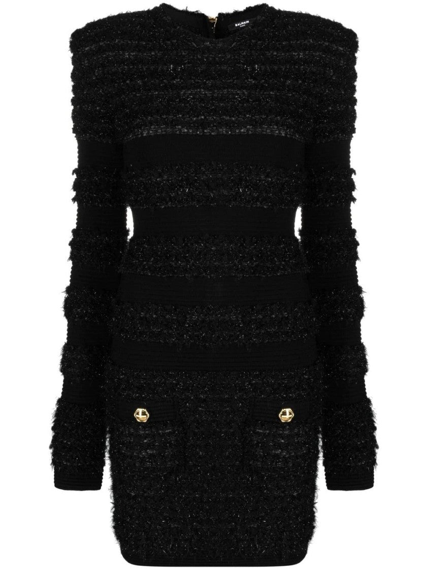 Balmain 2 Button Ribbed Tweed Short Dr