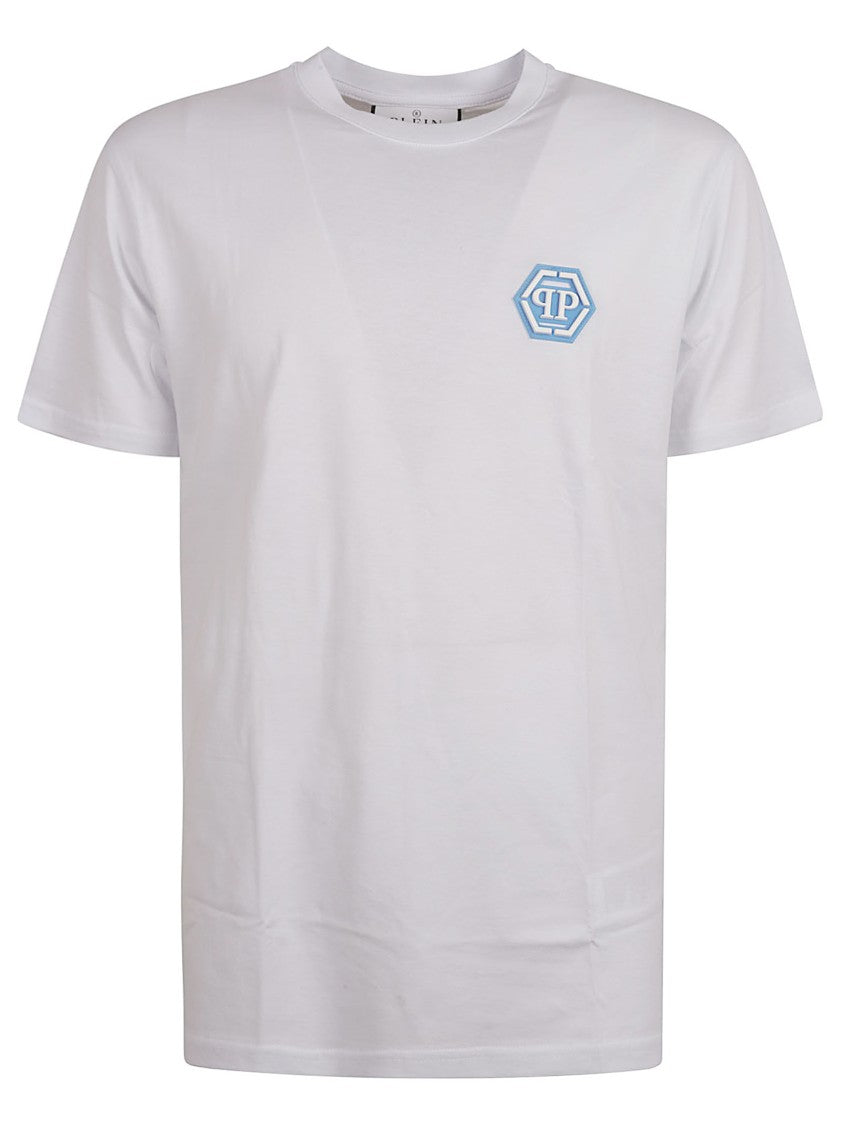 Philipp Plein Classic White T-Shirt With Hexagonal Logo