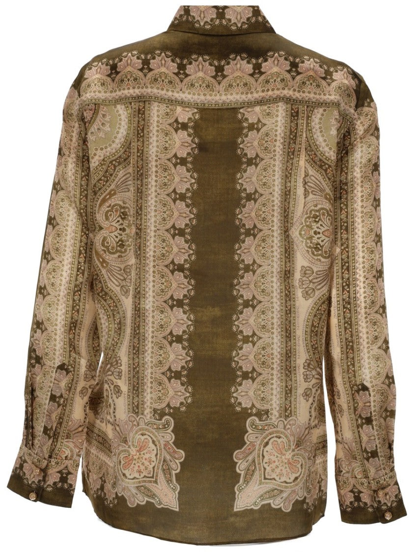 Zimmermann Luna Paisley Floral Vertical Stripes Shirt Blouse
