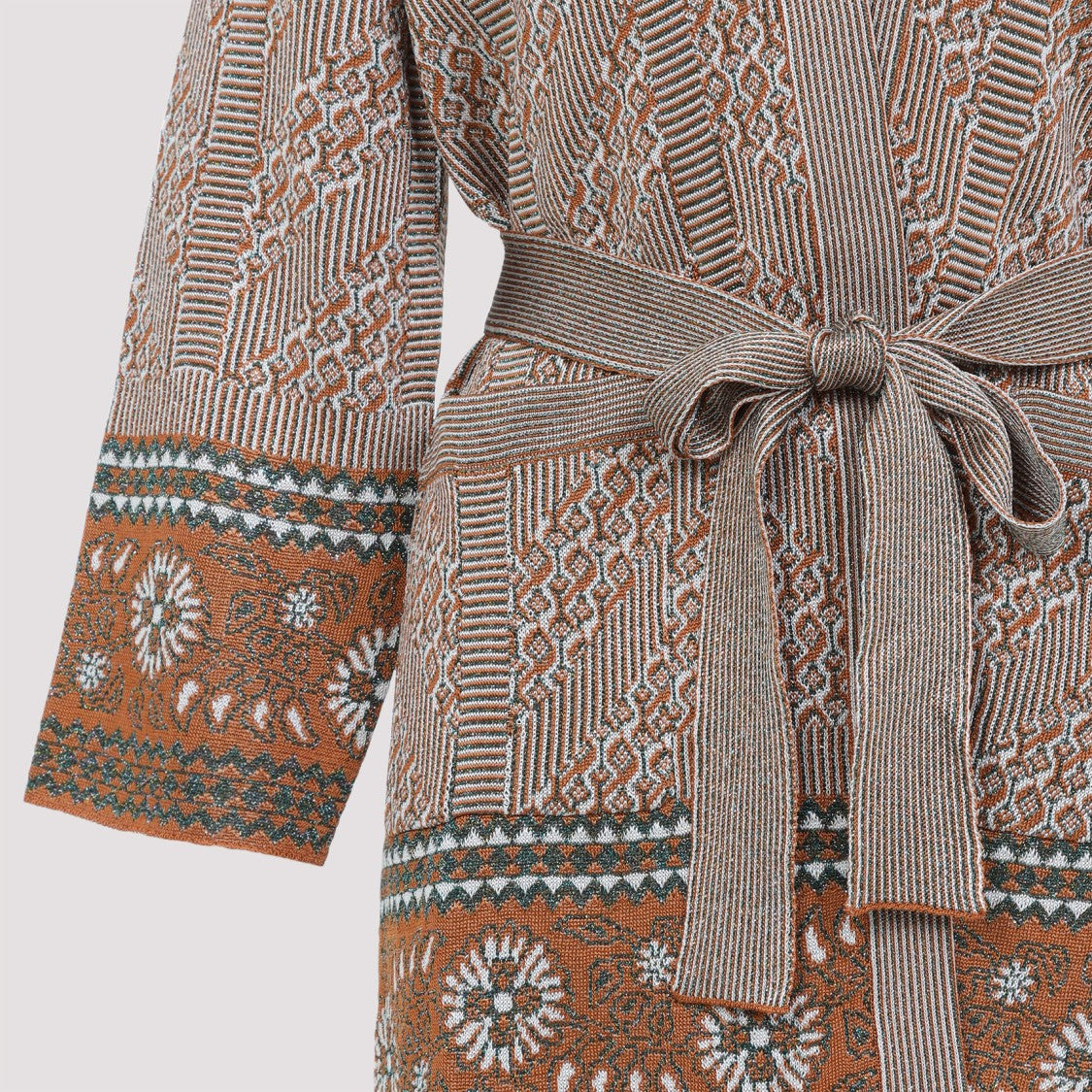 Valentino Beige Viscose Cardigan With Lurex Geometric Pattern