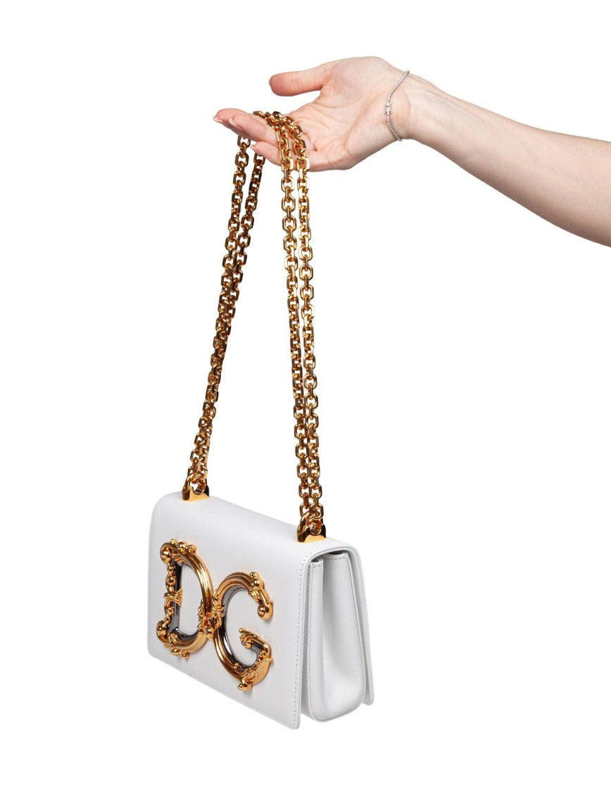 Dolce & Gabbana White Color Nappa Dg Girls Shoulder Bag
