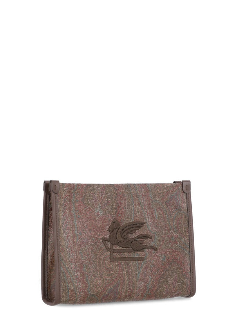 Etro Rectangular Paisley Pattern Pochette With Embroidered Pegaso Logo