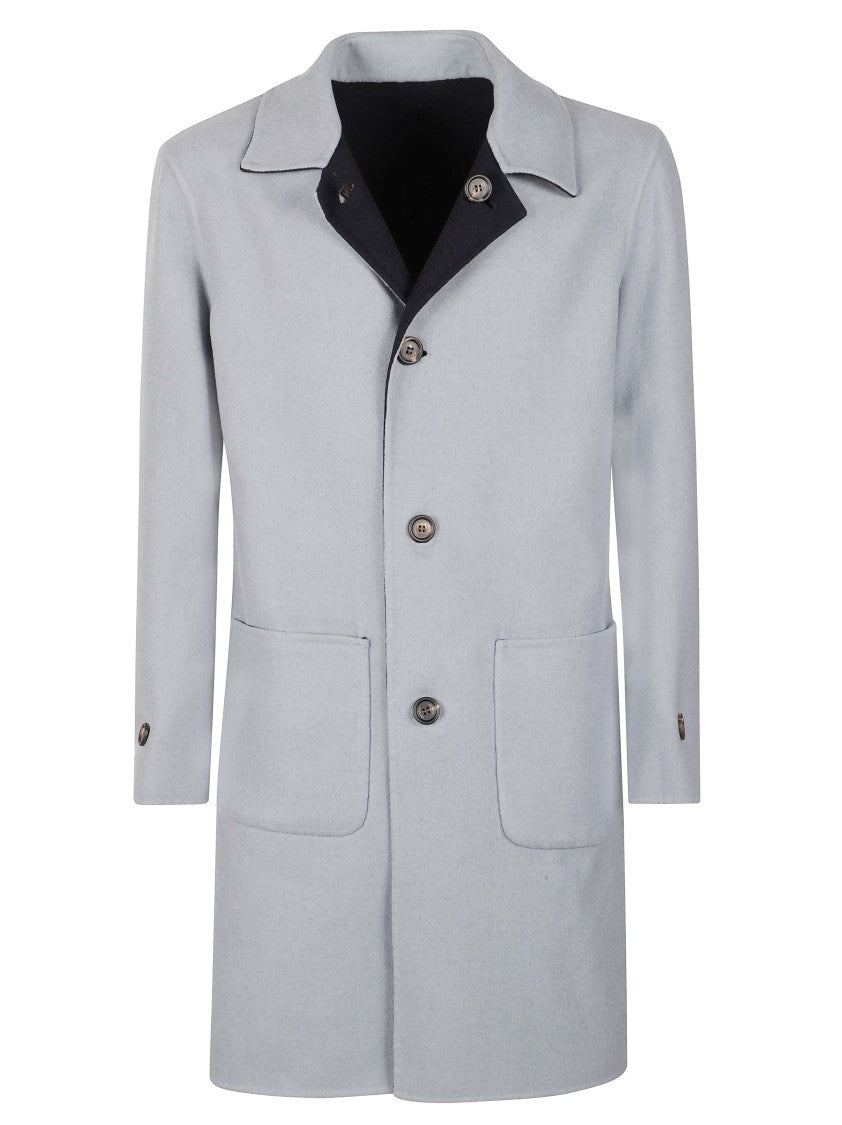 Eleventy Reversible Minimalist Grey Coat With Classic Collar