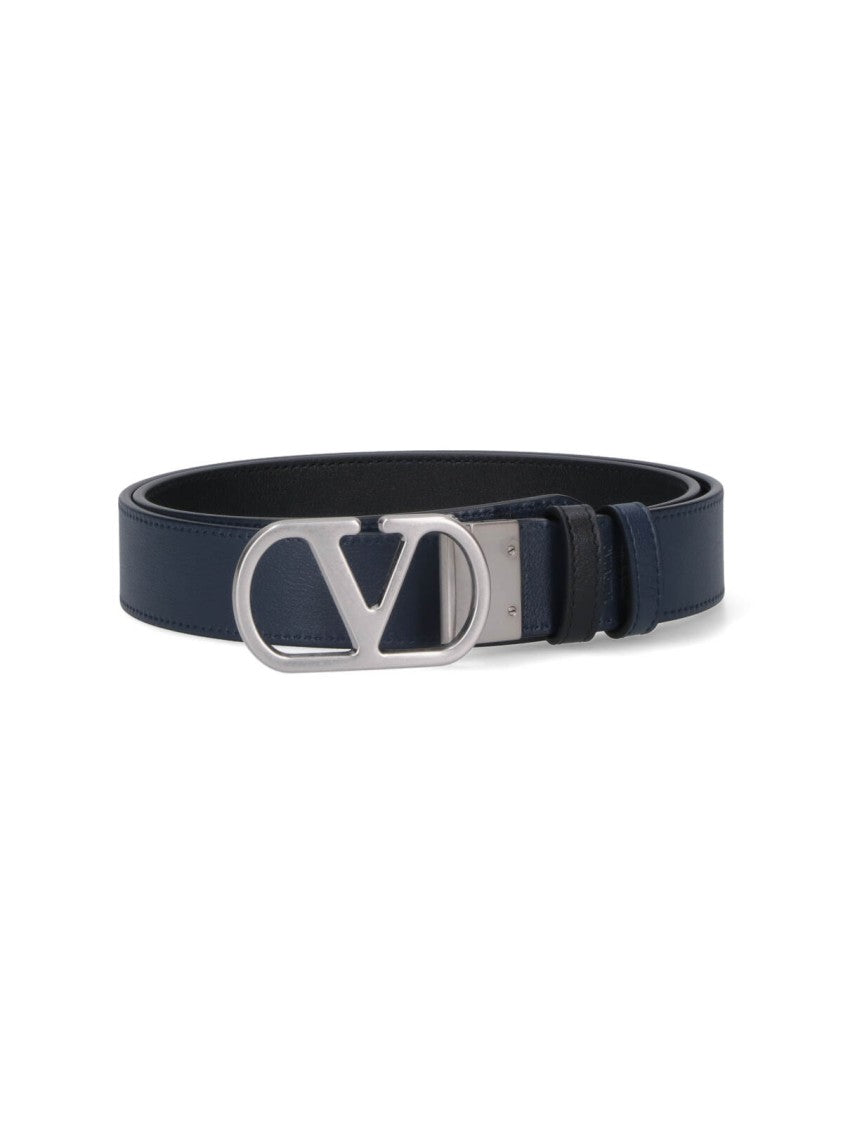 Valentino Garavani Reversible Leather Belt With Iconic Logo Buckle