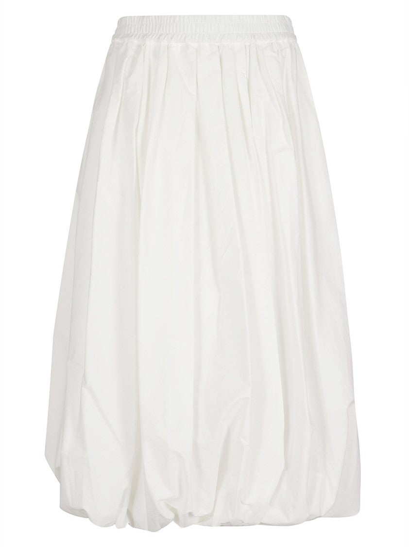 Max Mara White Voluminous Bubble Skirt With Gathered Hem