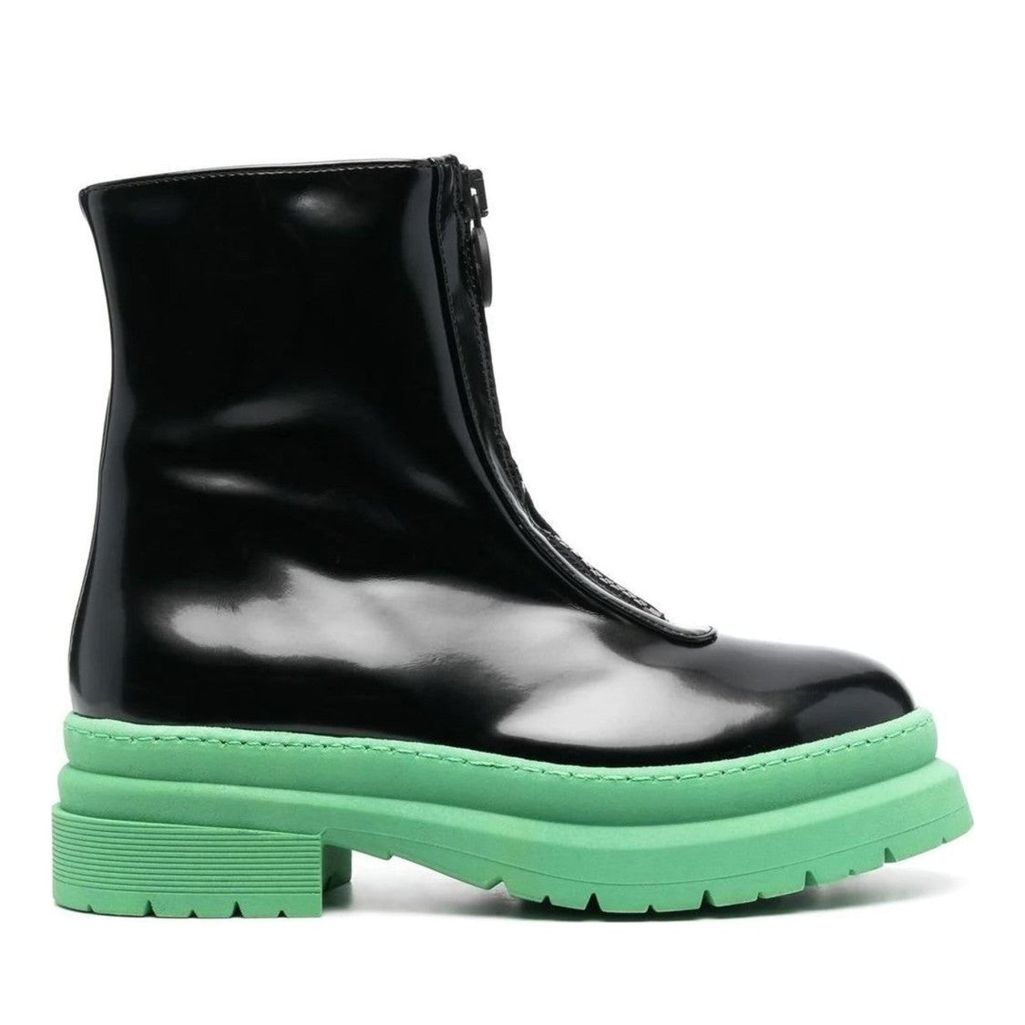 Chiara Ferragni Black Cf Gummy Glossy Mint Green Sole Ankle Boots