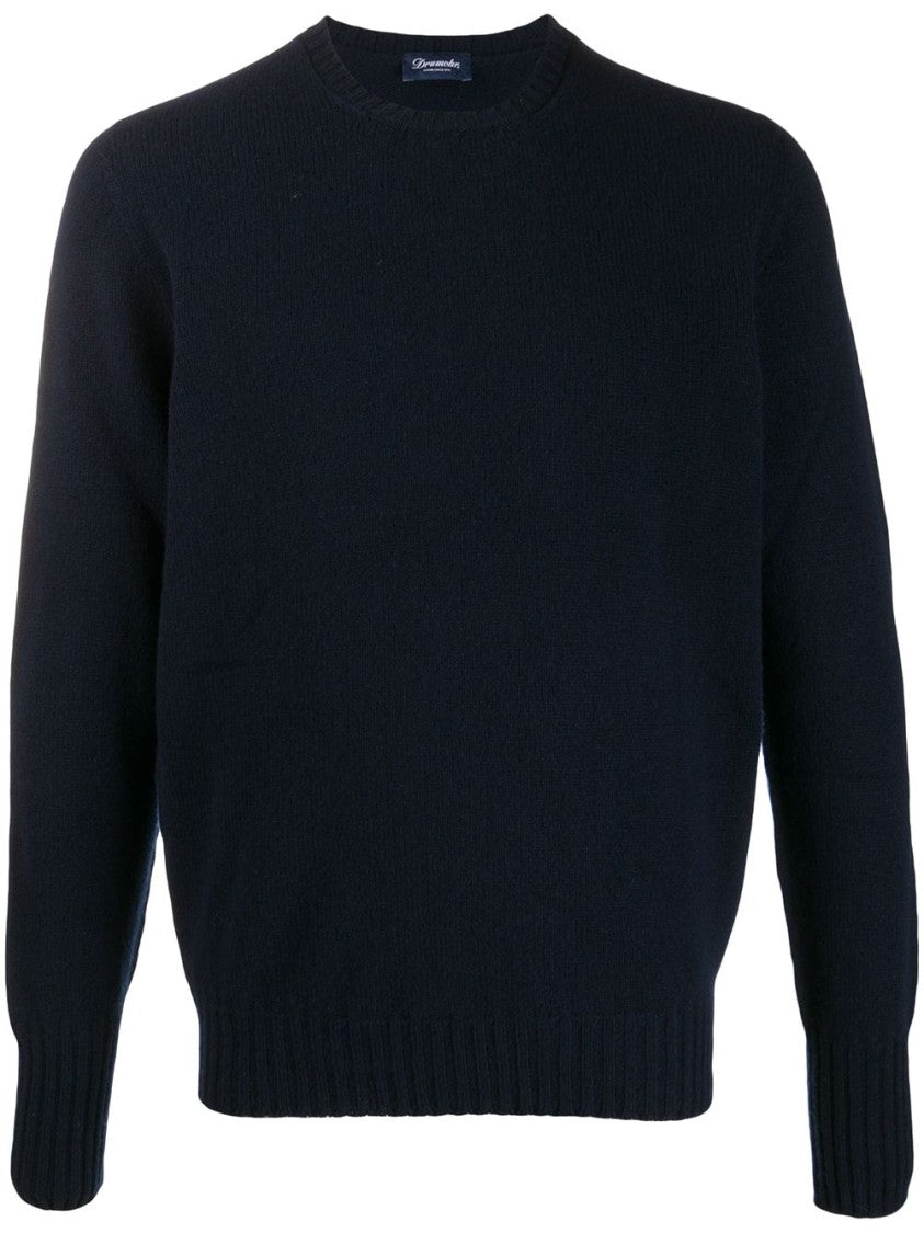 Drumohr Navy Blue Fine Knit Lambs Wool Sweater