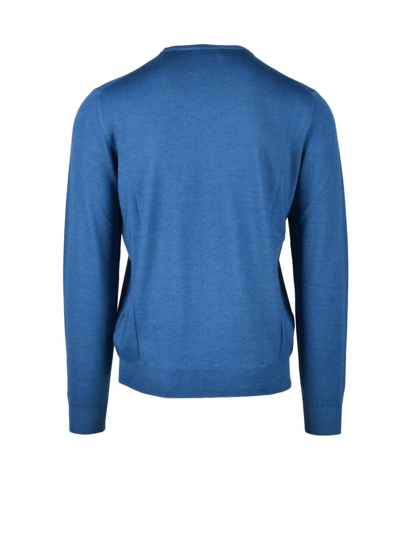 Filippo De Laurentiis Royal Blue Crew Neck Merino Wool Sweater