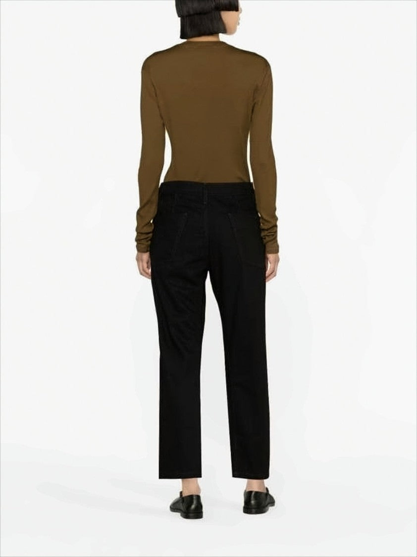 Lemaire High-Waisted Black Denim Pants With Straight-Leg Silhouette