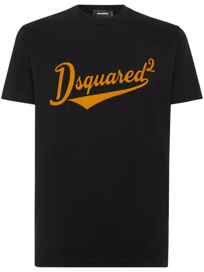 Dsquared2 Stylized Logo Black T-Shirt With Crew Neckline
