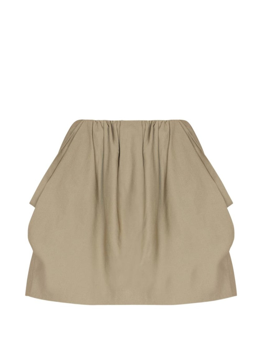 Balmain Green Pleated Waist Cotton Side Skirt