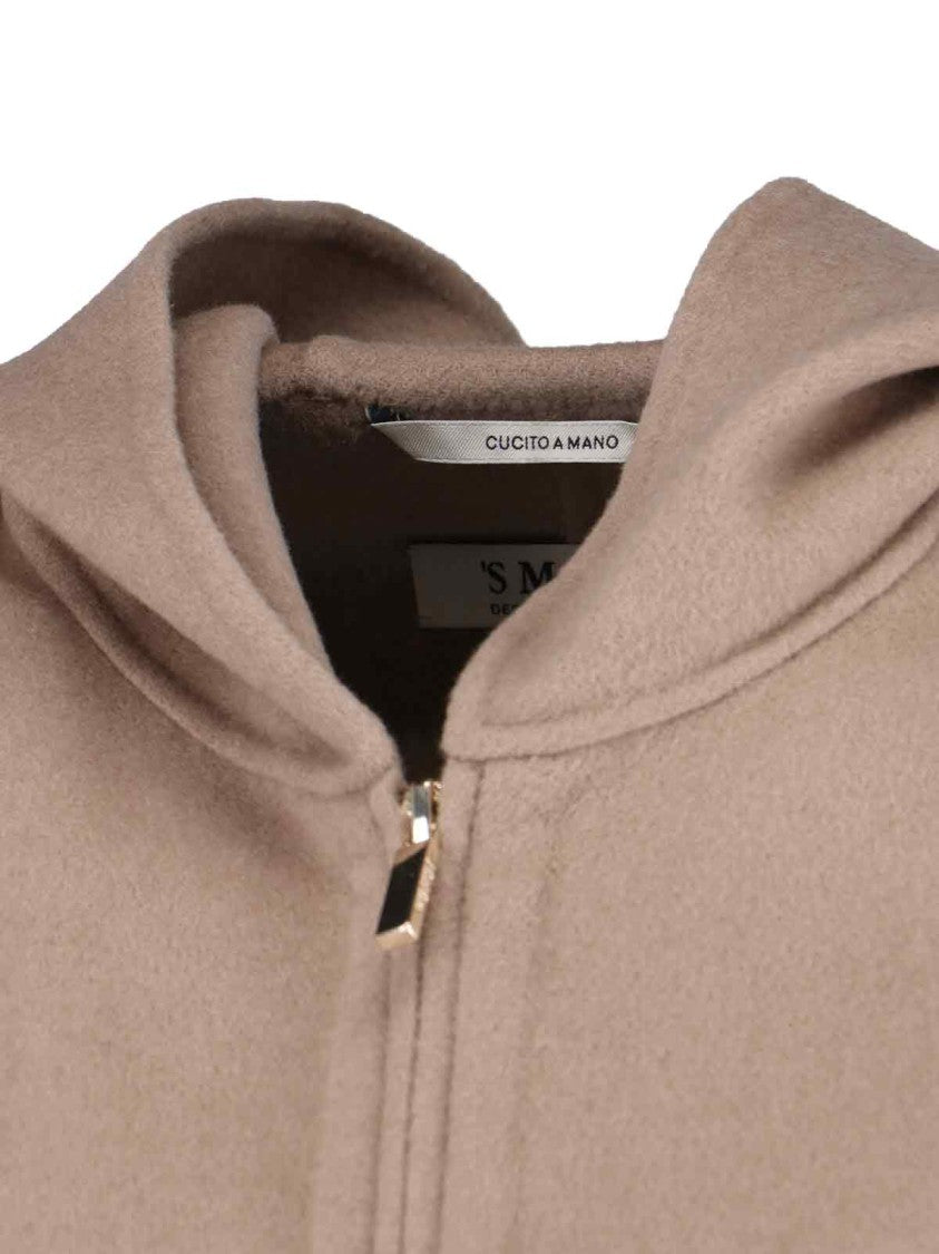 Max Mara Boxy Beige Jacket With Hood And Flap Pockets