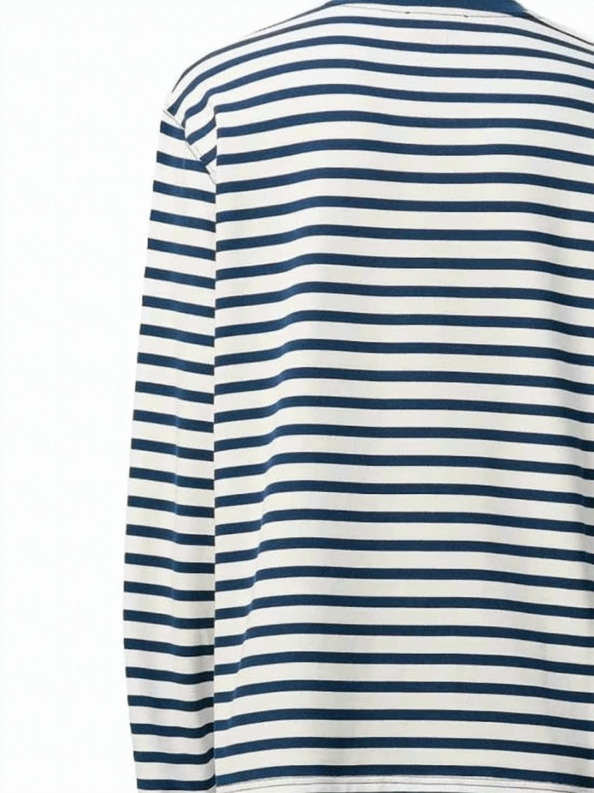Ami Paris Navy/White Marinere Cotton Long Sleeve Top