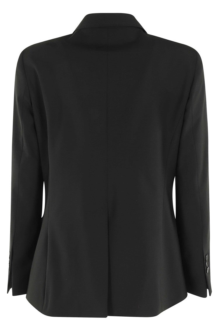 Seventy Black Double-Breasted Peaked-Lapels Wool Suit