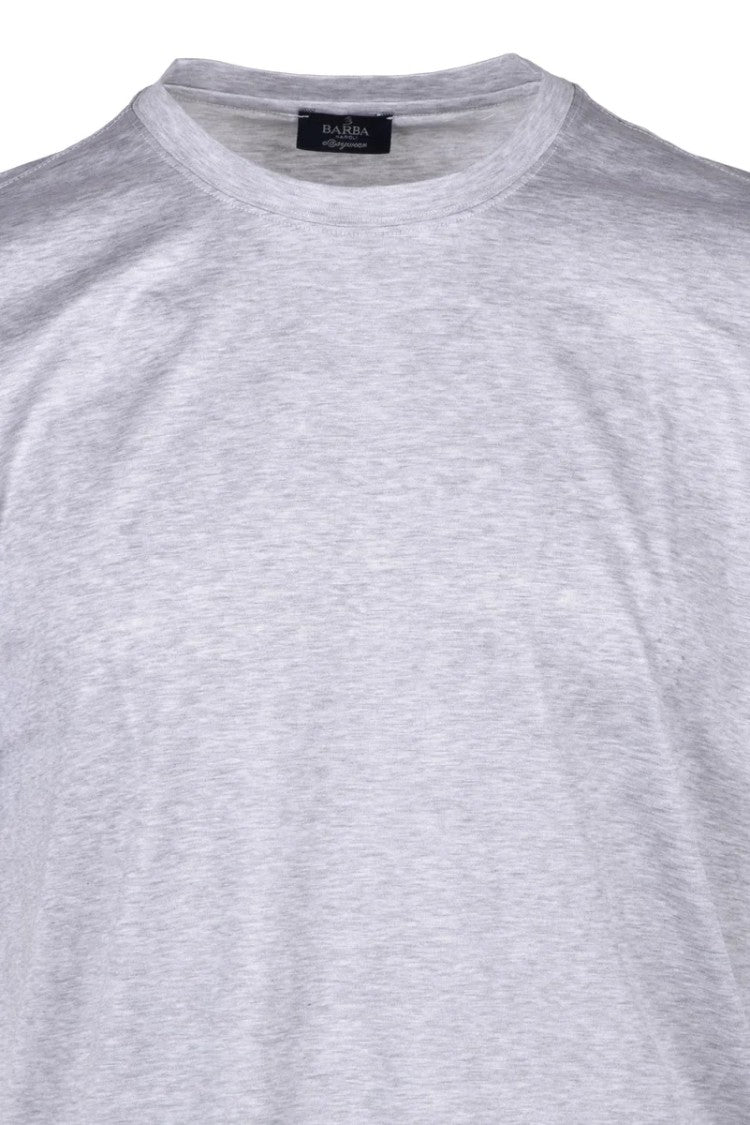Barba Napoli Grey Cotton Crew Neck T-Shirt
