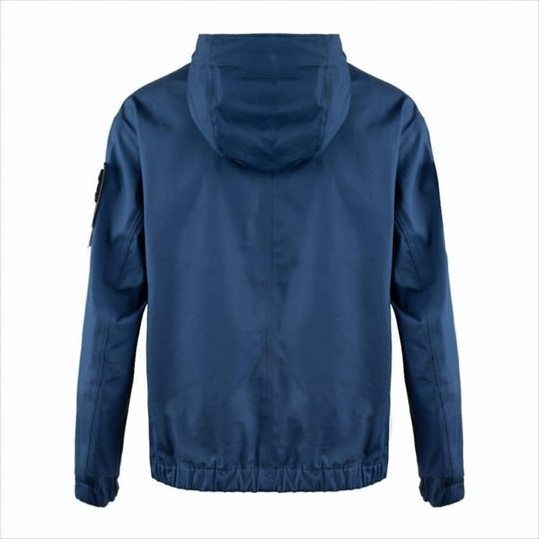 Stone Island Blue Hooded Jacket With Zipper And Distinctive Patch