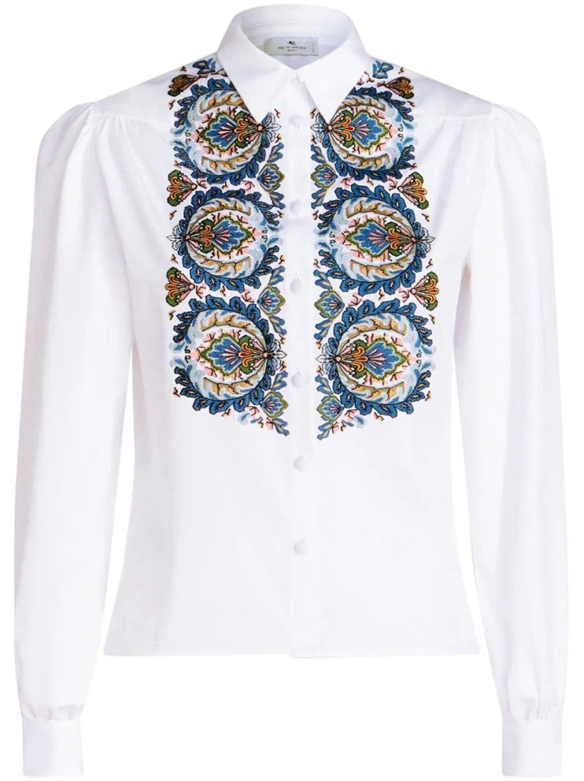 Etro White Blouse With Floral Embroidery