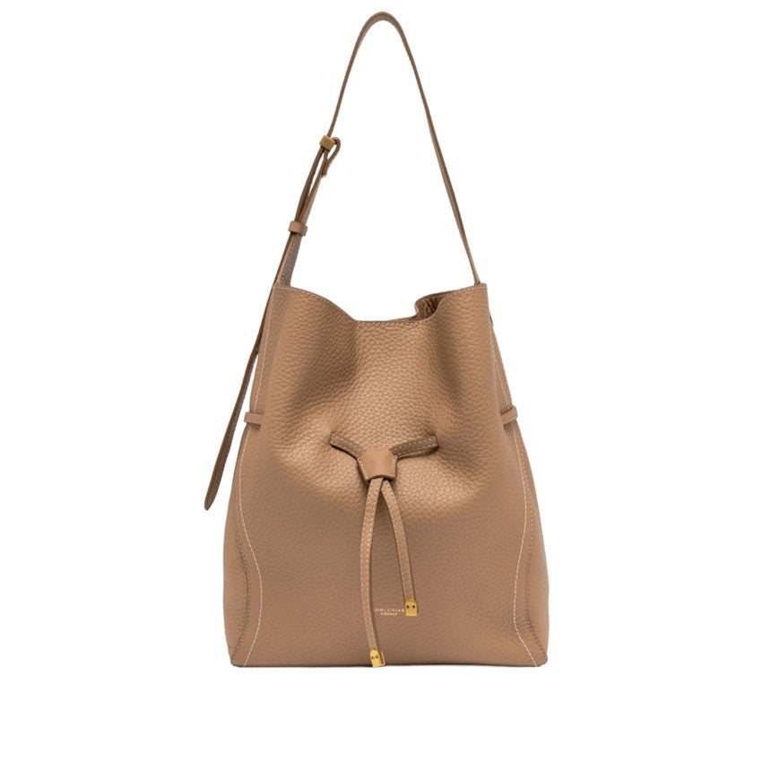 Gianni Chiarini Feminine Sand Handbag With Pebbled Texture