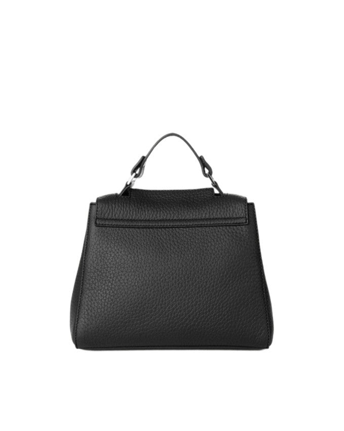 Orciani Medium Soft Bag In Black Hammered Leather