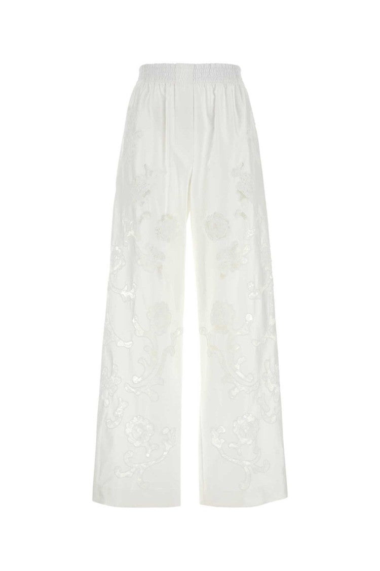 Magda Butrym White Poplin Wide-Leg Pant