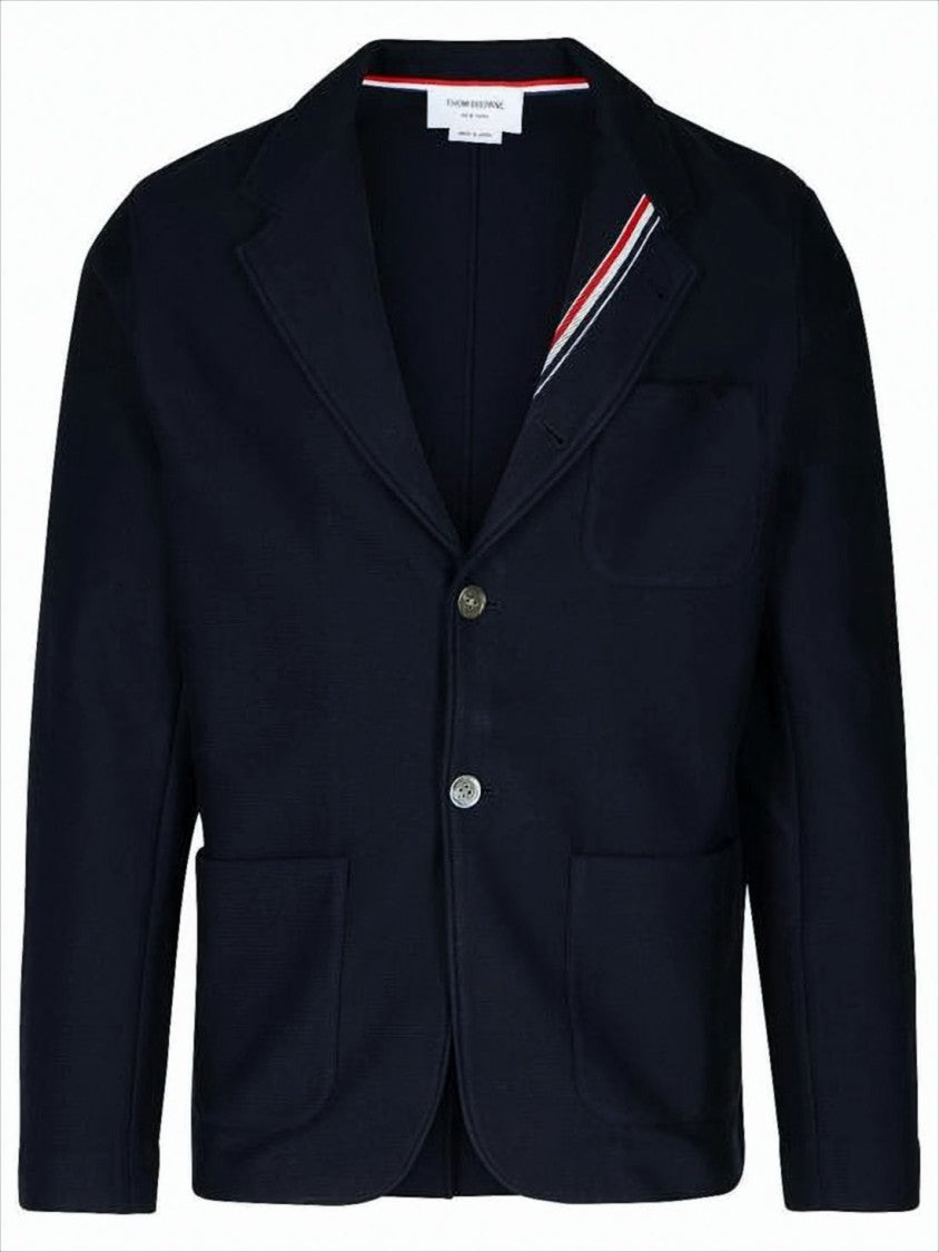 Thom Browne Tailored Blue Cotton Jacket With Classic Lapel