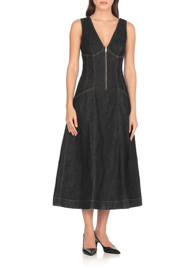 Self-Portrait Indigo Denim Midi Dress