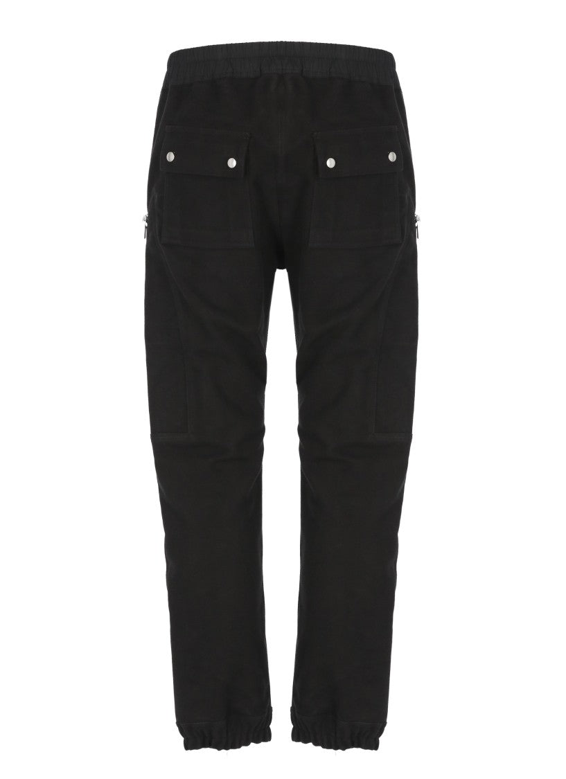 Rick Owens Relaxed Fit Black Trousers With Elastic Waistband And Zipper Details