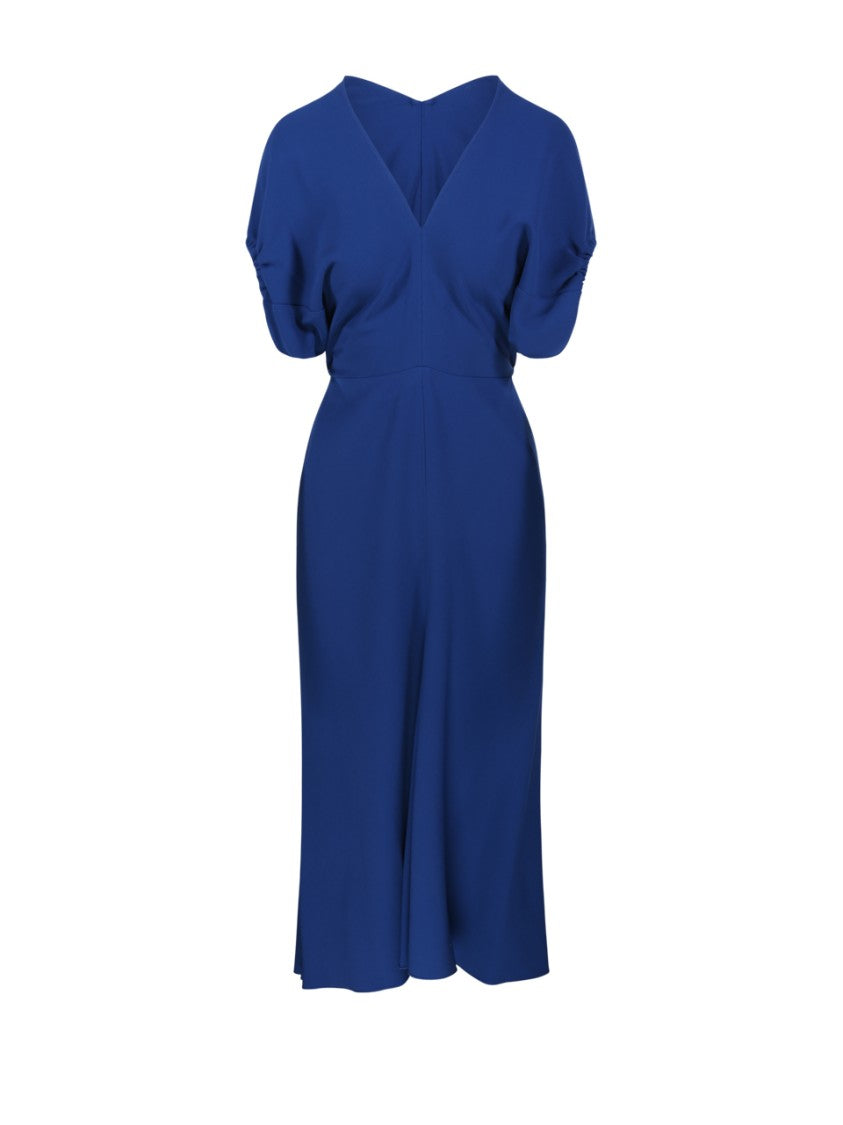 Victoria Beckham Blouson Detail Midi Dress