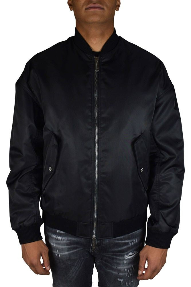 Dsquared2 Nylon Bomber Jacket With Graphic Velcro Straps
