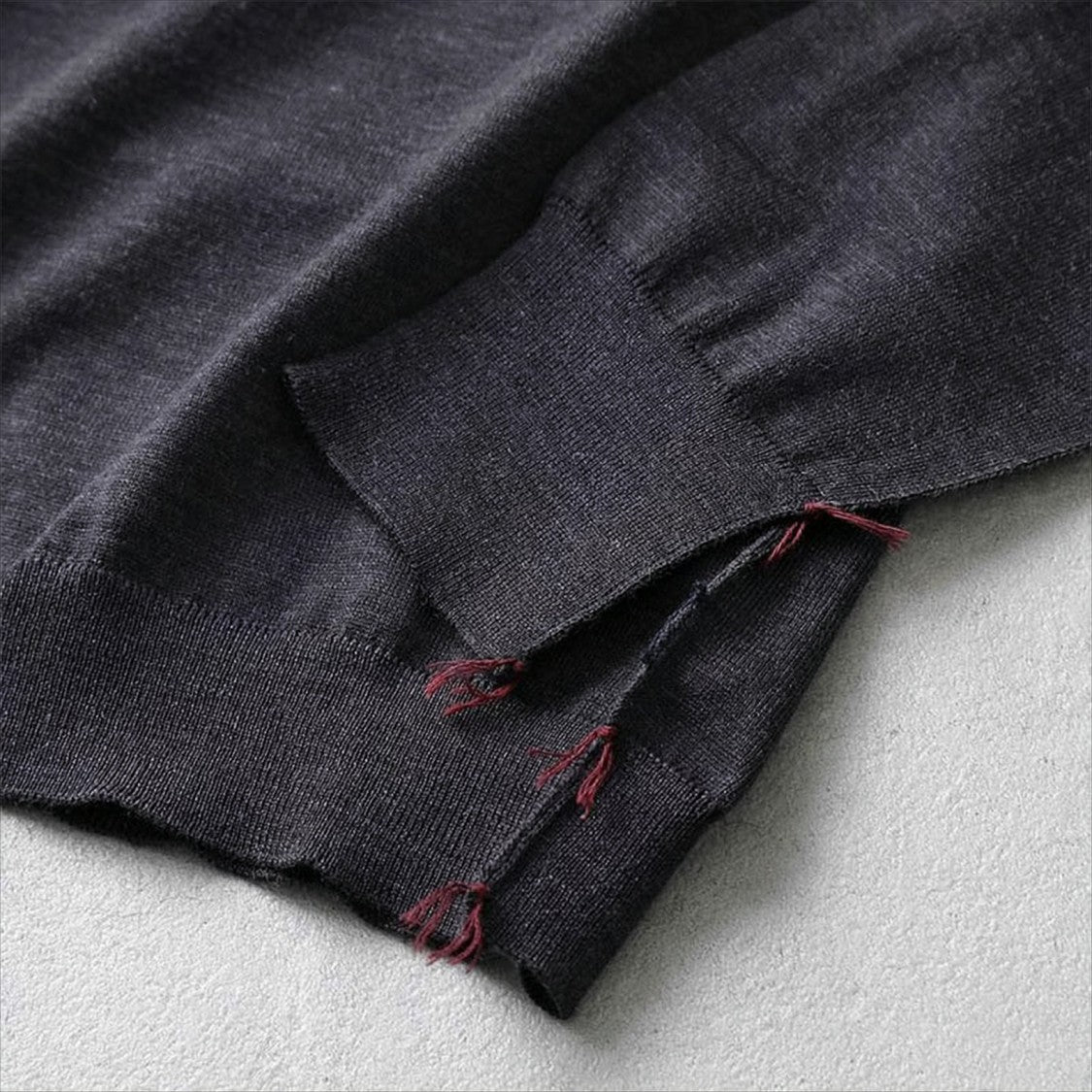 Maison Margiela High-Neck Wool Knit Sweater With Four-Line Stitch Detail