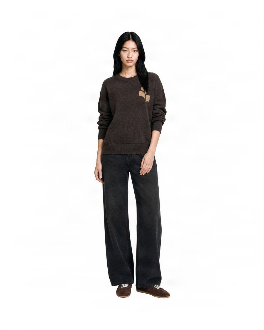 Isabel Marant Étoile Chocolate Sweater With Crew Neckline And Ribbed Scalloped Edges