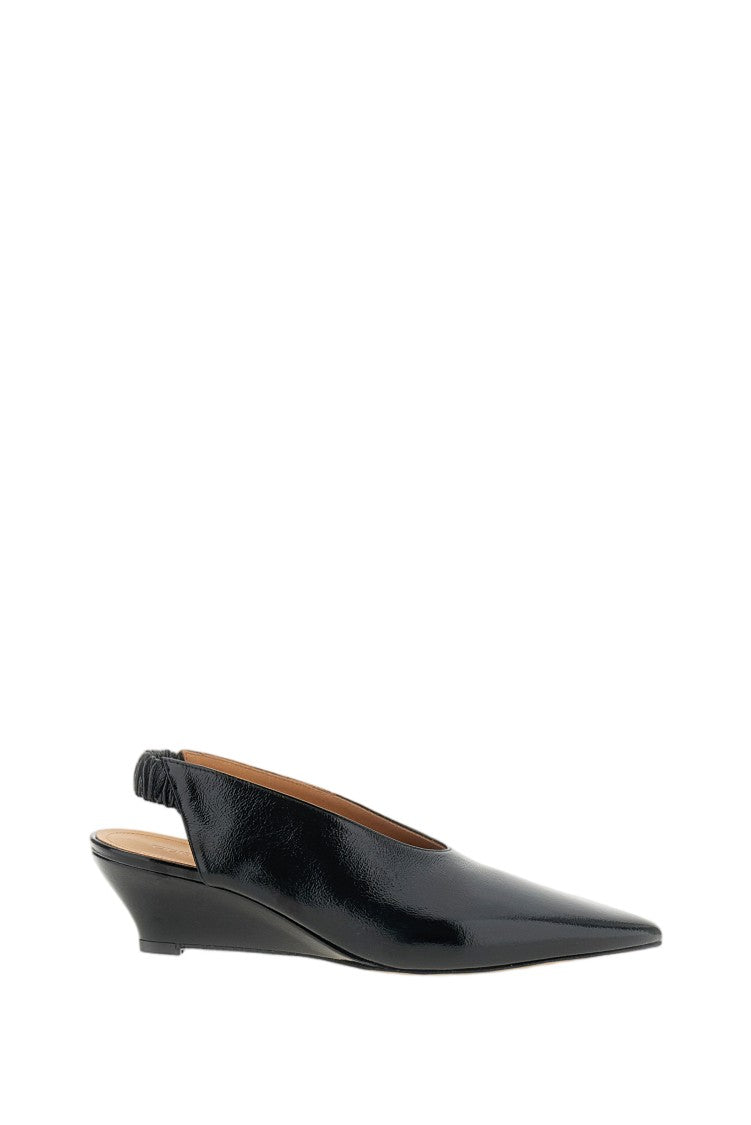Odissi Black Maria Polished Leather Pumps