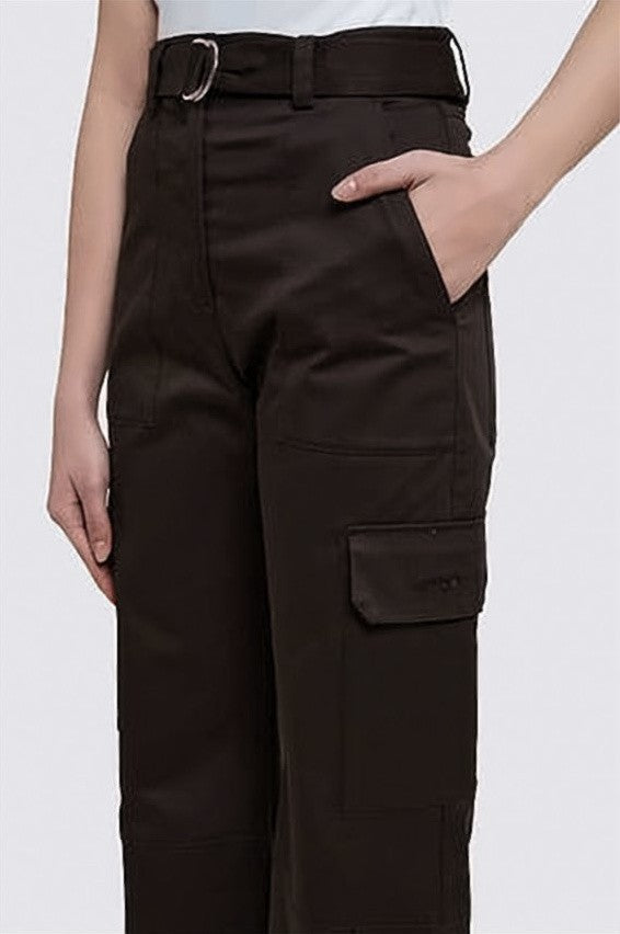 Msgm High-Waisted Straight-Leg Pants With Matching Belt And Flap Pockets
