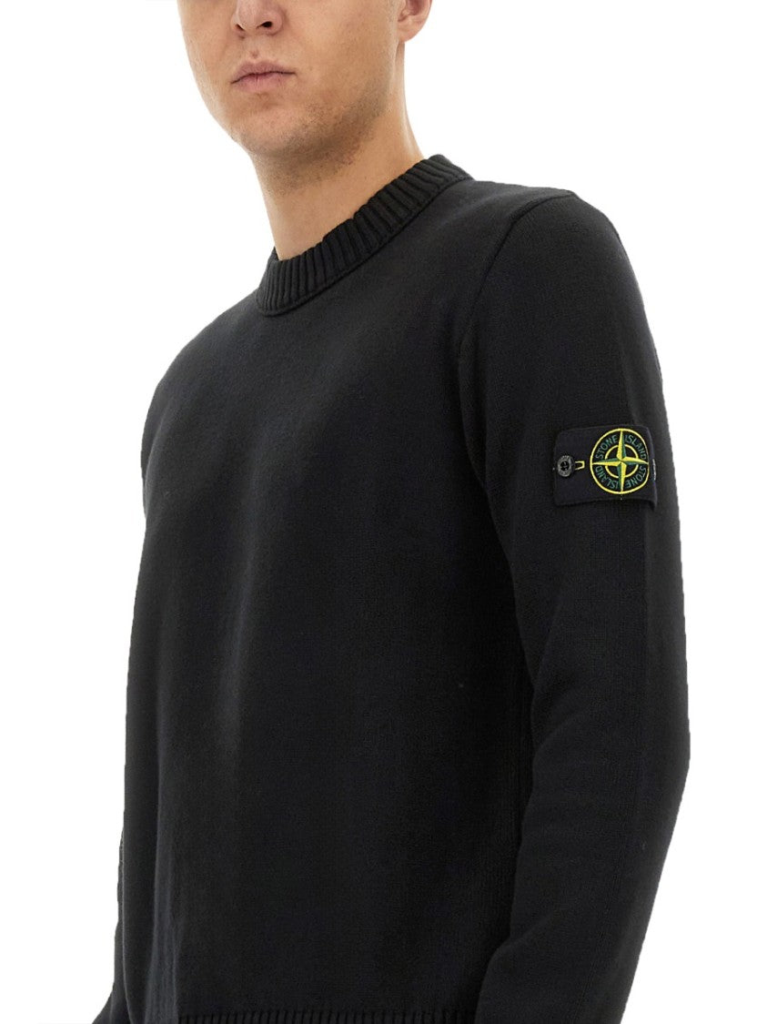 Stone Island Logo-Embellished Black Jersey