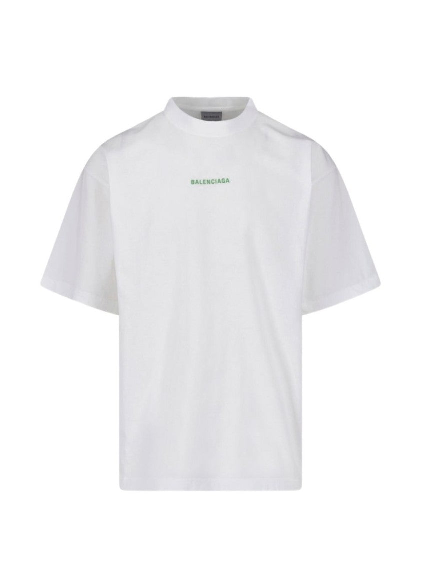 Balenciaga Relaxed Fit Text Print White Cotton T-Shirt