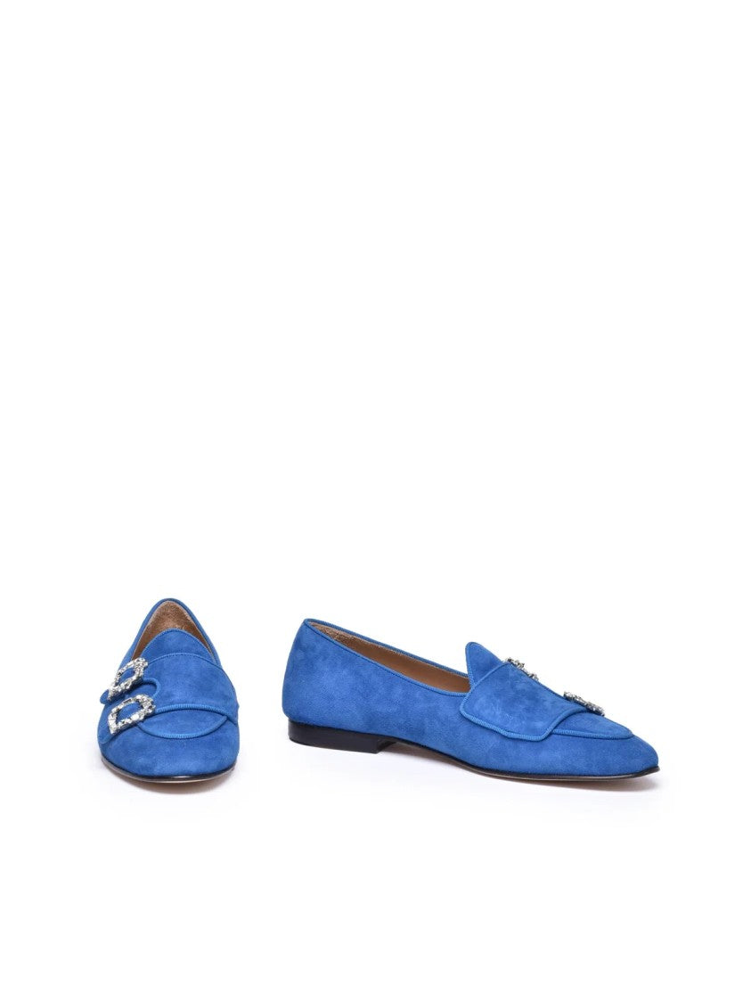 Edhen Blue Suede Leather Women's Loafers