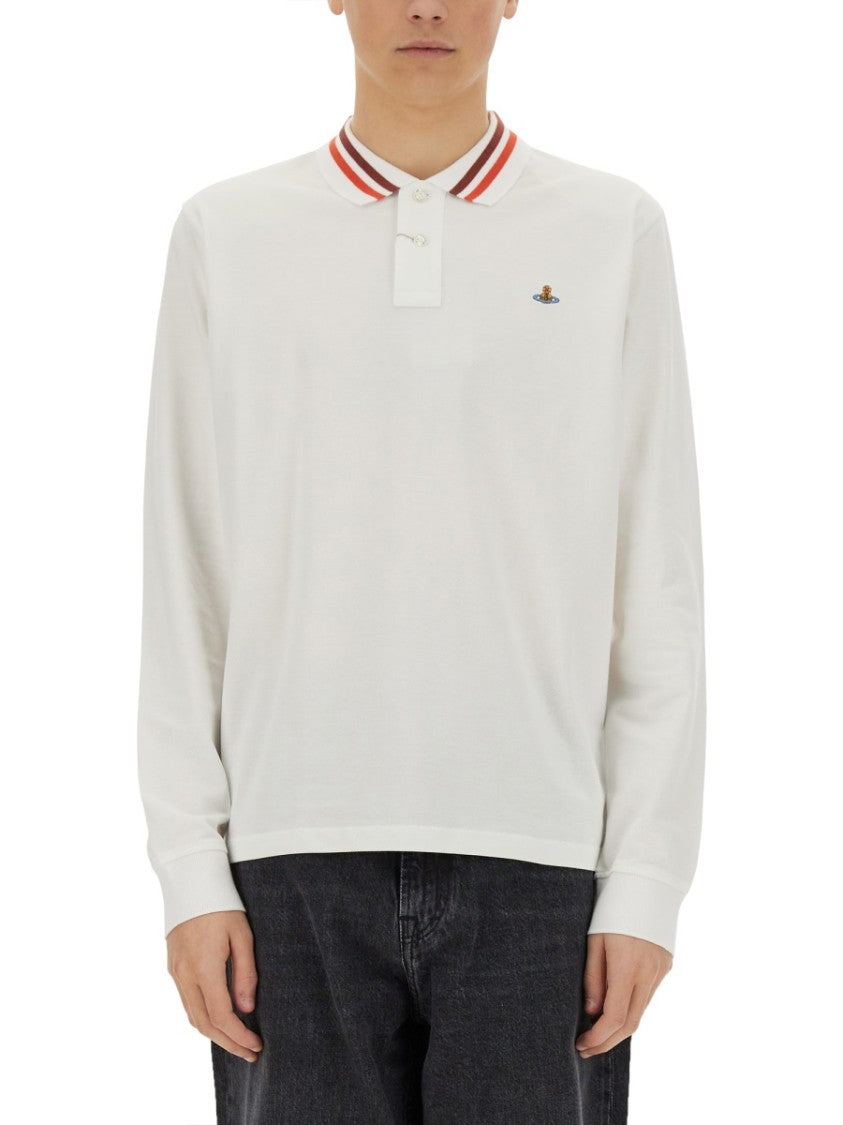 Vivienne Westwood Long-Sleeved White Polo With Logo
