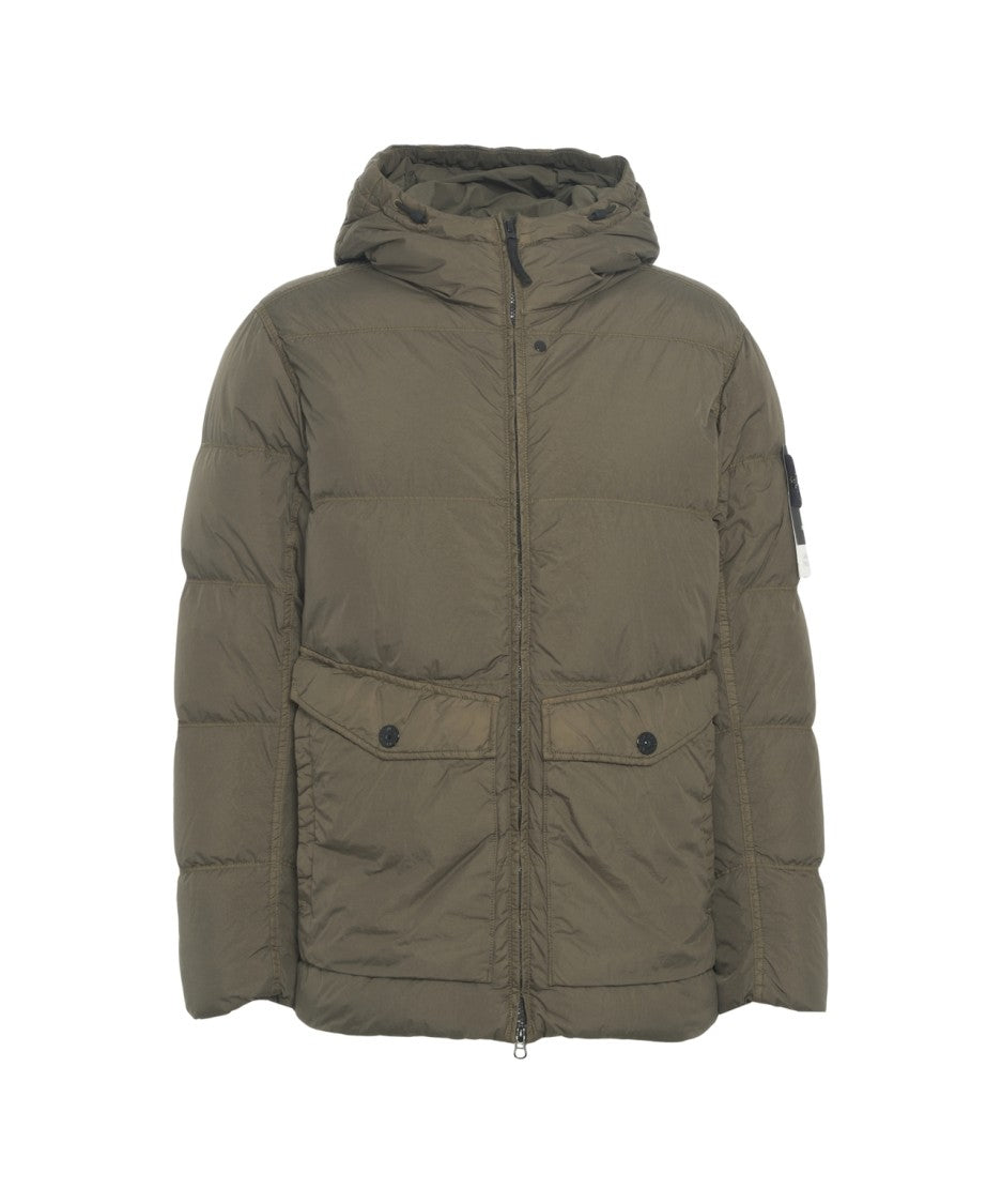 Stone Island Quilted Down Jacket With Fixed Hood